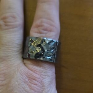 Silver and Gold Textured Ring